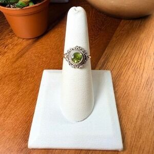 Dainty Peridot Ring - Size 10 - .925 Sterling Silver